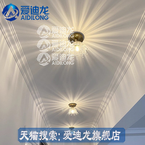 黄铜儿童房床头玄关文艺玻璃吊灯