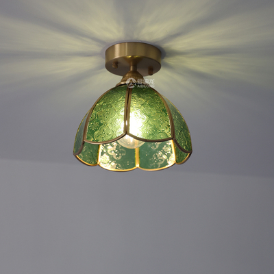 复古海棠花玻璃过道走廊吸顶灯