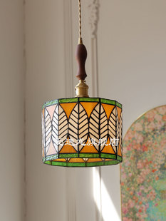 森林中 创意玻璃吊灯覆古床头玄关吧台过道餐厅阳台灯具 叶子日式