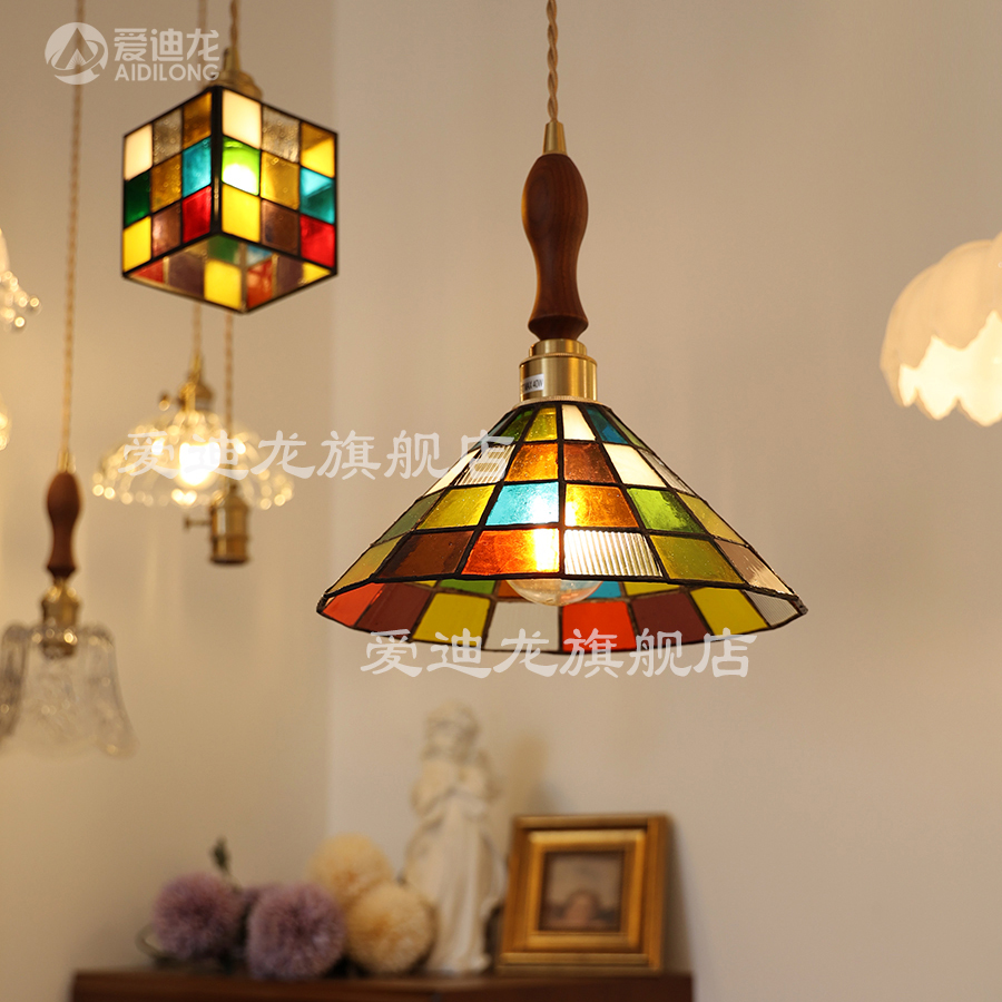 爱迪龙玻璃美式复古手工焊锡吊灯
