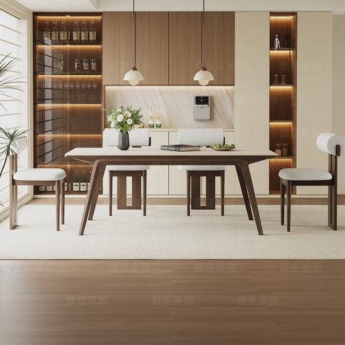 纯白蜡木桌脚+德利丰优等岩板