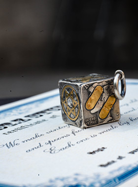 STZ原创幸运骰子吊坠古董银币改造手工银饰点金24kNLLD01-03