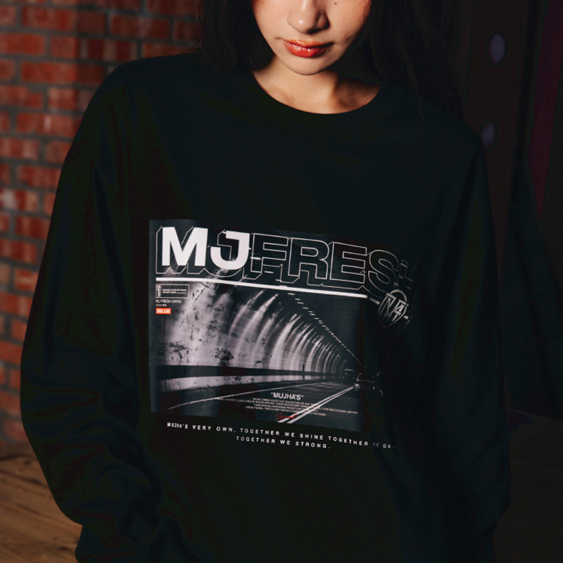 MJFRESH 木栅Photo印花宽松圆领基础休闲长袖卫衣 男女同款