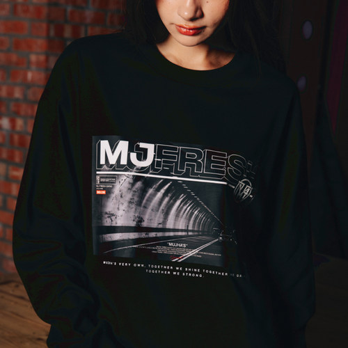 MJFRESH 木栅Photo印花宽松圆领基础休闲长袖卫衣 男女同款