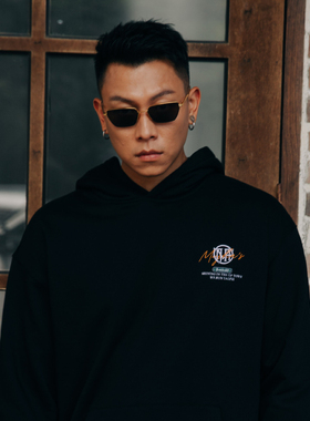 MJFRESH 木栅Photo印花百搭连帽宽松休闲刺绣长袖卫衣 男女同款