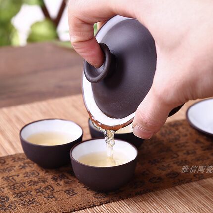 特价紫砂红黑盖碗茶杯三才杯泡茶器手抓壶敬茶碗茶备陶瓷功夫茶具