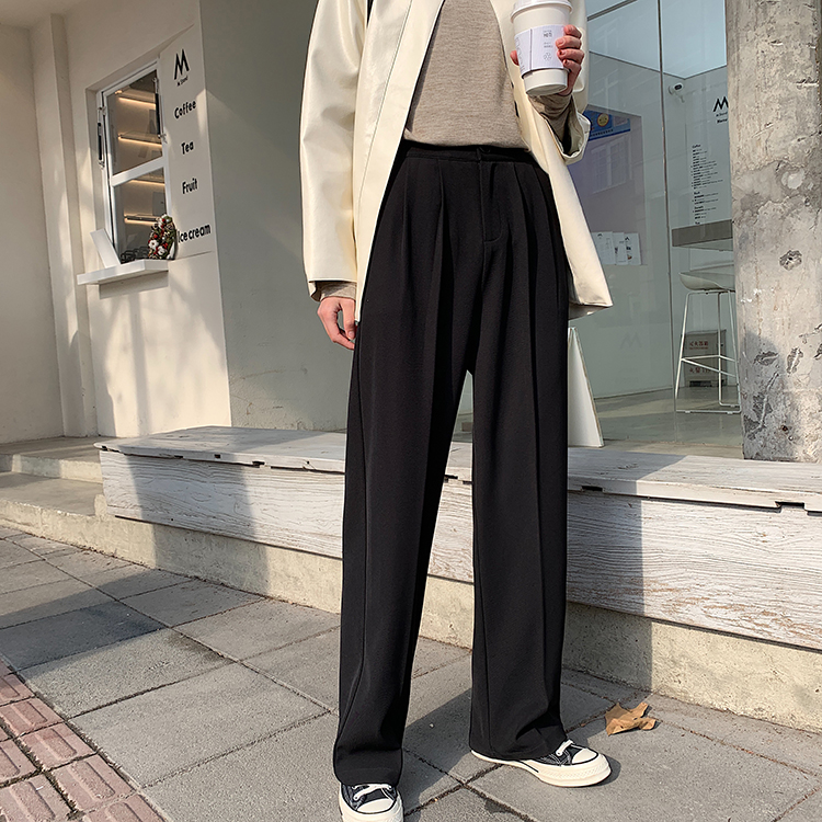 黑色垂感显瘦西装裤女