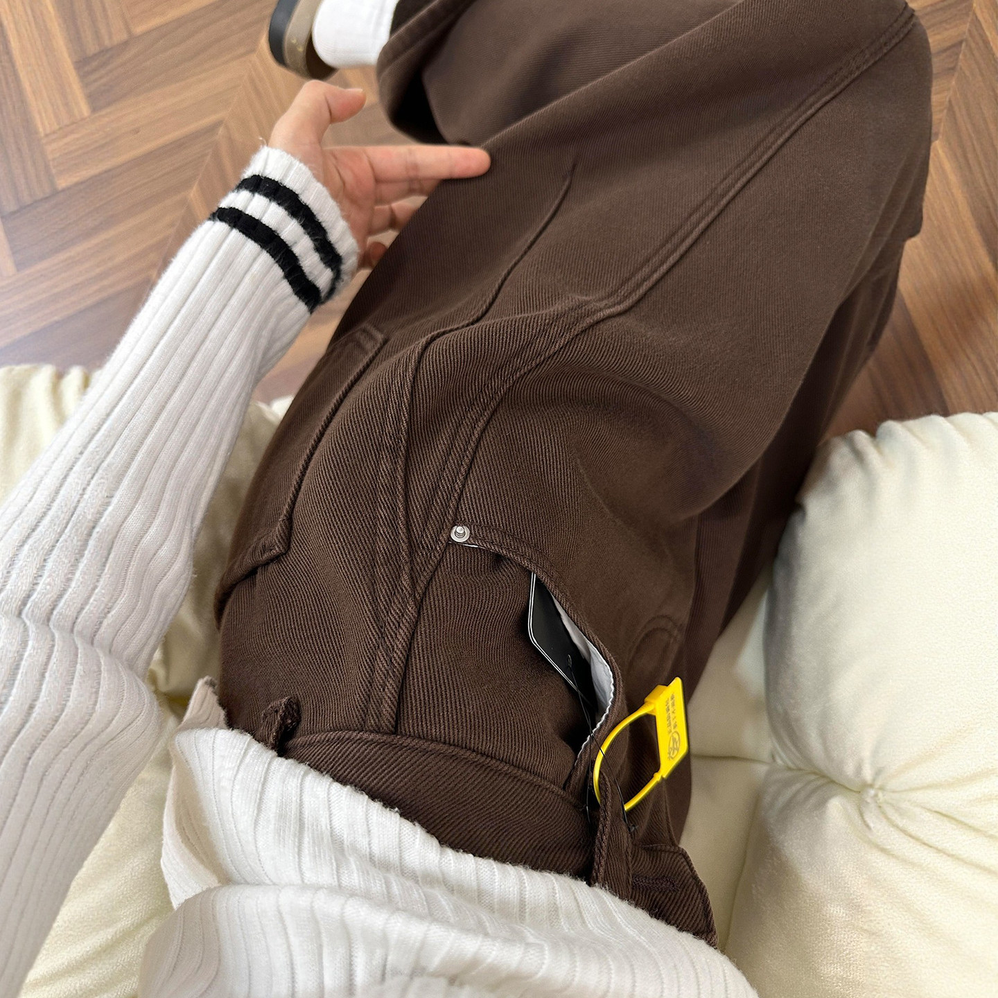 咖色直筒牛仔裤女秋冬加绒加厚胖妹妹mm梨型身材宽松显瘦阔腿长裤,女装/女士精品,大码裤装,淘宝优惠券,粉丝福利购,淘宝优惠卷