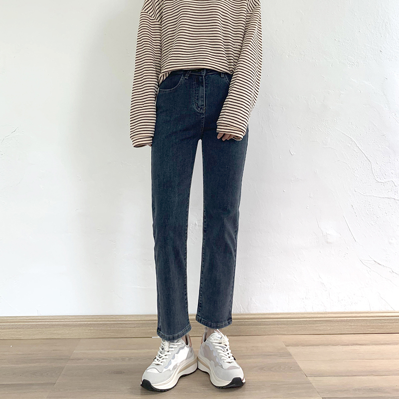 梨形身材九分烟管牛仔裤~