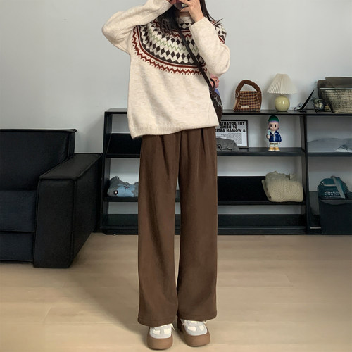 显瘦绝绝子！灯芯绒阔腿休闲裤~