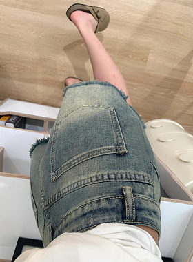 复古牛仔短裤女夏薄款胖妹妹mm高腰遮胯显瘦梨型身材a字阔腿热裤