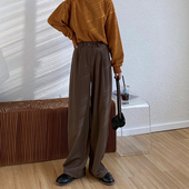 梨型身材裤 高腰显瘦西装 子女秋冬大码 裤 胖mm休闲直筒垂感阔腿长裤