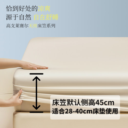 夏季高端天丝床笠单件裸睡冰丝加高床罩30/35/40/45cm厚垫保护罩