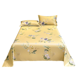 高支全棉贡缎长绒棉床单定制1.8m加大纯色双人被单枕套三件套四季