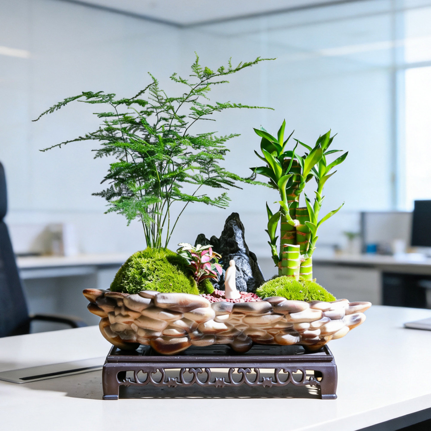 发财树文竹富贵竹盆景微景观室内办公室乔迁送礼好养的绿植物盆栽