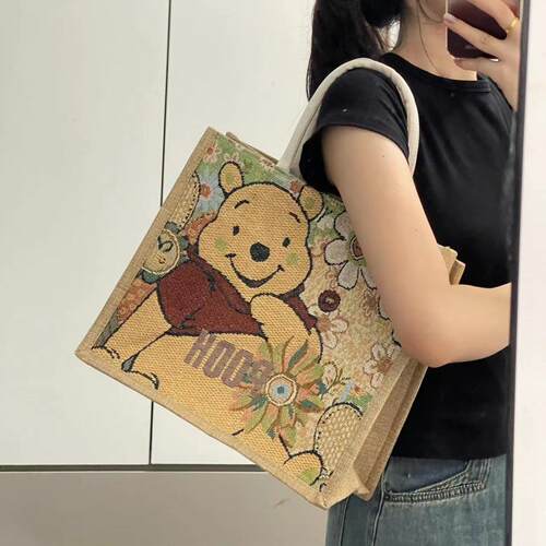 麻布女手提大容量休闲外出时尚