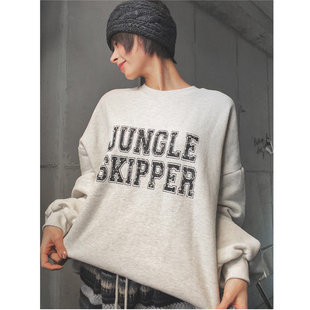 宽松字母印花加绒圆领长袖 韩国正品 新款 LAG2025冬季 中长卫衣 女装