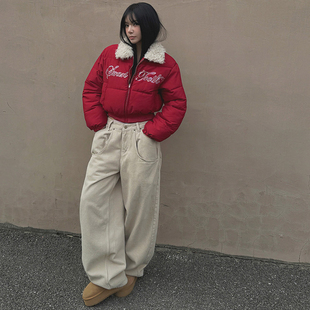 女装 通勤纯色高腰直筒百搭休闲长裤 LAG2025冬季 时尚 新款 韩国正品