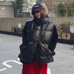 时尚 韩国正品 款 LAG2025冬季 通勤纯色直筒拉链高领休闲棉马甲 女装