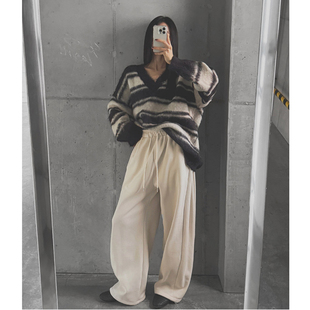 女装 通勤纯色加绒松紧腰抽绳休闲长裤 LAG2025冬季 时尚 款 韩国正品