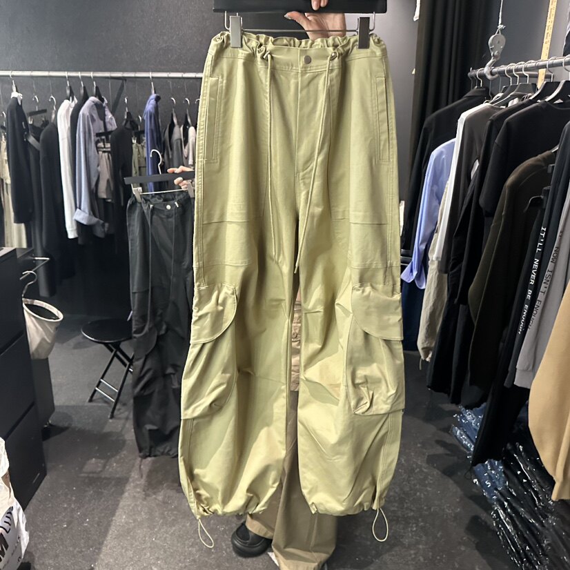 韩国代购女装2025秋款ELF超酷帅气抽绳时尚工装口袋潮人休闲裤