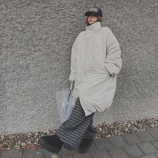 新款 LAG2025冬季 时尚 纯色通勤高领拉链长袖 棉服 韩国正品 长款 女装