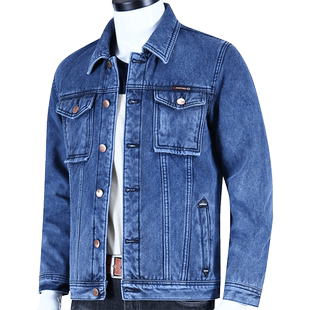 纯棉加绒牛仔外套男宽松大码夹克冬装新款男装牛仔衣保暖褂子男潮