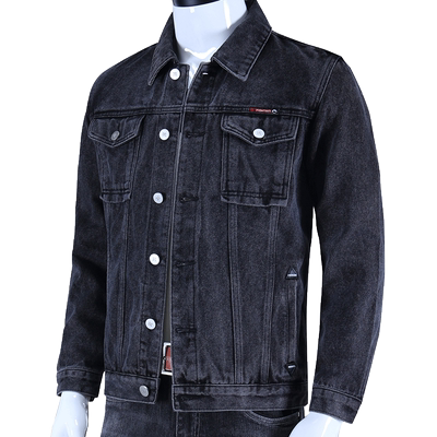 黑色加绒加厚牛仔外套男宽松大码夹克冬装新款男装牛仔衣褂子男潮