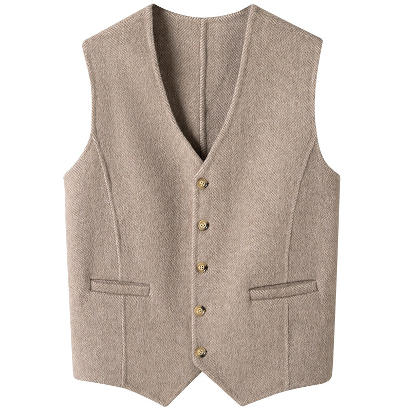 纯羊毛双面尼马甲保暖坎肩短款冬季无袖羊绒毛呢背心内搭马夹男