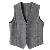 无袖 纯羊毛双面尼马甲保暖坎肩短款 冬季 羊绒毛呢背心内搭马夹男
