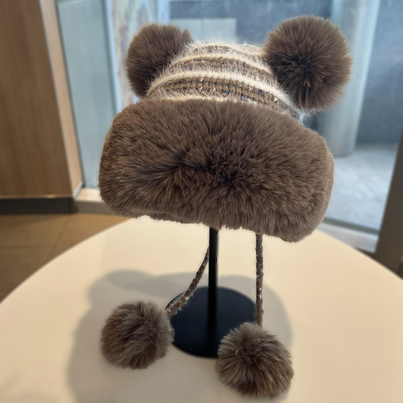 可爱毛球护耳针织帽女冬季加绒加厚保暖包头帽户外防寒防风毛绒帽,服饰配件/皮带/帽子/围巾,帽子,淘宝优惠券,粉丝福利购,淘宝优惠卷