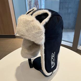 可爱兔耳朵雷锋帽女冬季 电动车保暖护耳帽子防风防寒滑雪毛绒棉帽