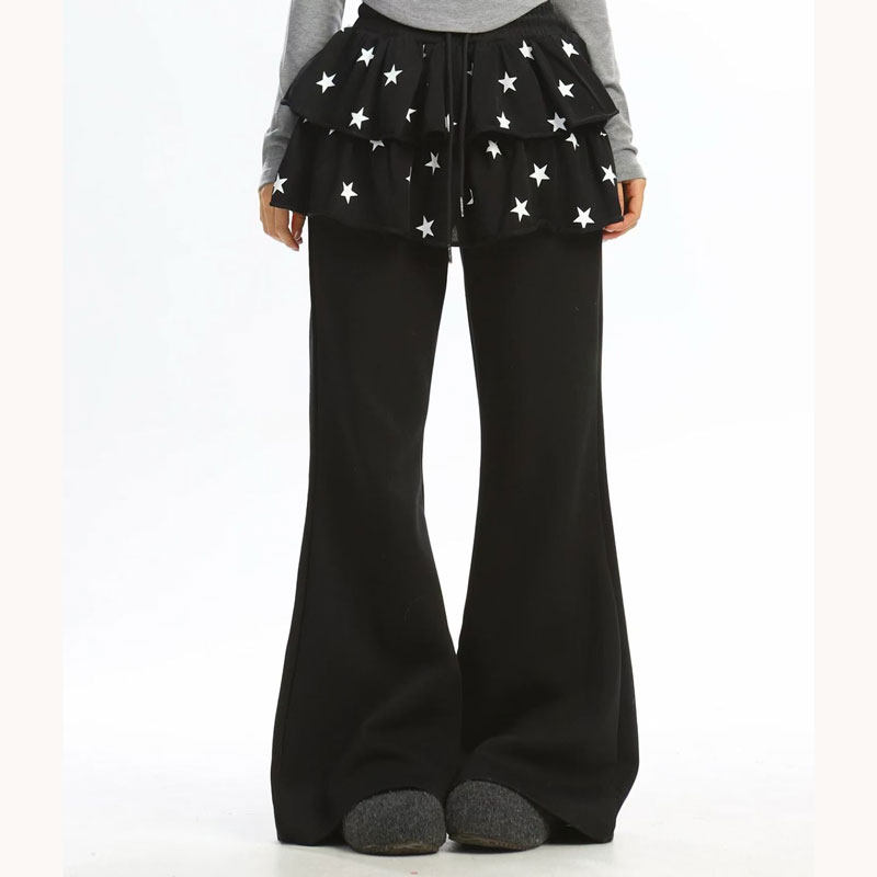 2026春季新款现货美式复古辣妹个性设计休闲轻奢黑色微喇长裤女潮,女装/女士精品,休闲裤,淘宝优惠券,粉丝福利购,淘宝优惠卷