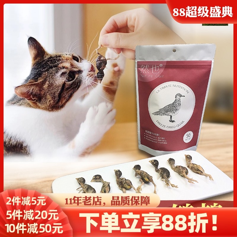然也冻干鹌鹑抖音网红小鹌鹑补钙发腮补充营养 冻干生骨肉猫零食,宠物/宠物食品及用品,猫零食罐,淘宝优惠券,粉丝福利购,淘宝优惠卷