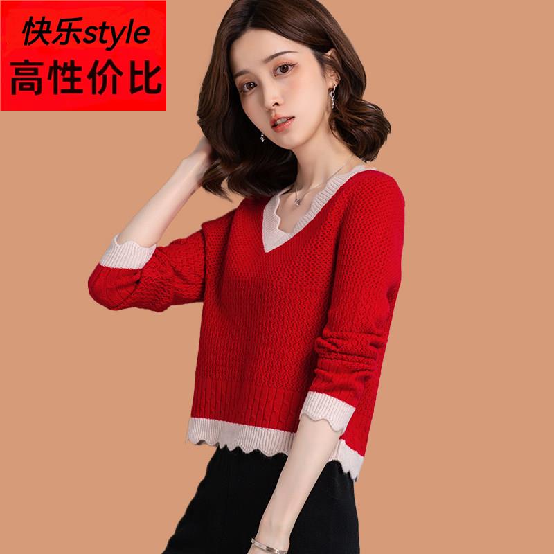 羊毛衫本命年红色毛衣女秋冬小个子高腰针织打底衫减龄上衣配裙子