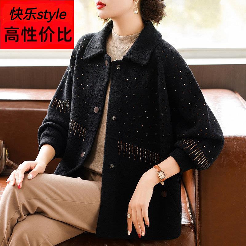 妈妈洋气短款毛呢外套中年女装春秋装小个子中老年2026新款上衣服