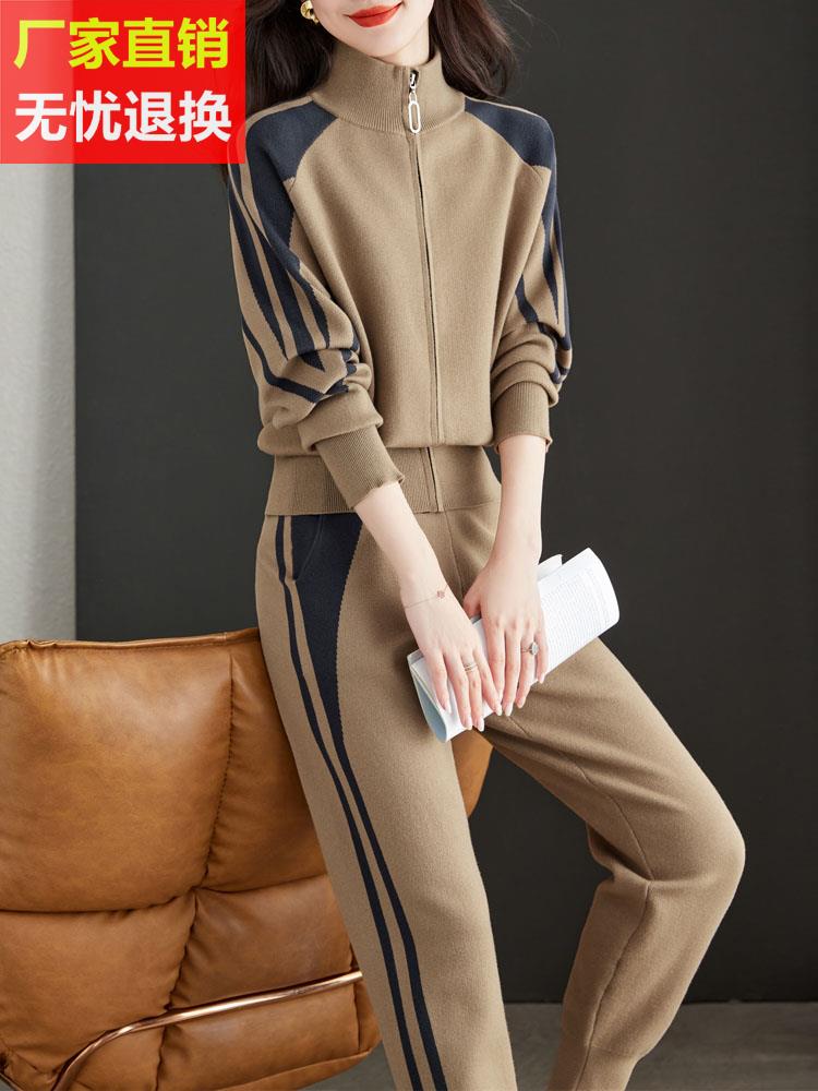 高级感休闲时尚运动套装女秋装2023新款洋气减龄跑步妈妈装两件套