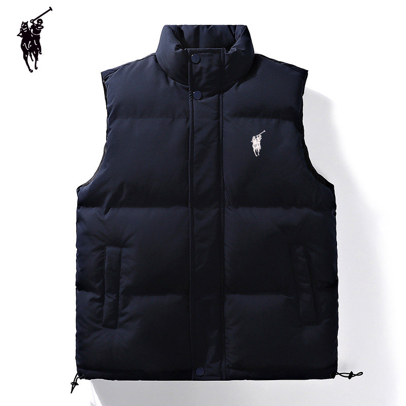 保罗新款男士羽绒棉马甲秋冬季纯色立领潮牌棉衣服坎肩背心外套潮