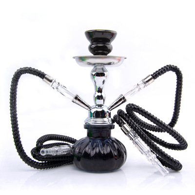 水烟壶小号套装双管水烟配件不锈钢葫芦款shisha/hookah跨境货源