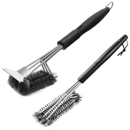 亚马逊不锈钢烧烤刷钢丝刷烧烤炉烧烤清洁刷bbq烧烤工具