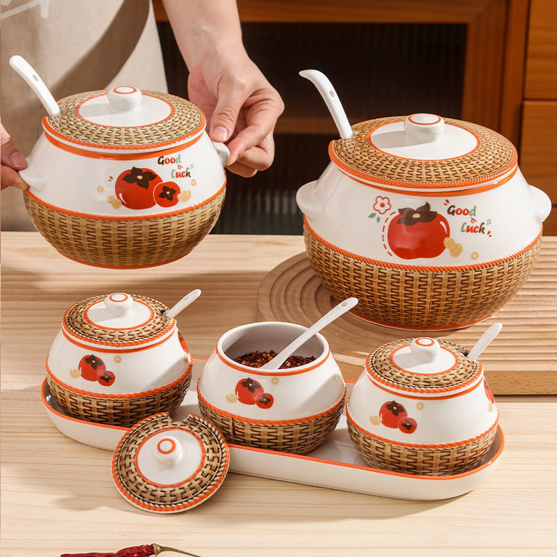 陶瓷双耳装猪油罐 家用油泼辣子辣椒油罐厨房带盖调味料瓶罐,厨房/烹饪用具,调味瓶罐/调料研磨器,淘宝优惠券,粉丝福利购,淘宝优惠卷