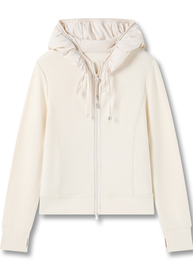 【老板潘潘&原ZM7058T上衣&羊脂玉&可机洗无静电】『空气帽』长58