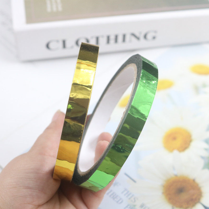 礼品婚庆装饰胶带绿色亮金色胶带金胶纸DIY手工贴纸花边礼盒包装