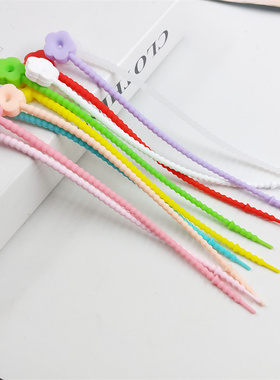 梅花花朵实色硅胶扎带手工 diy饰品配件理线器捆扎带绕线器钥匙扣