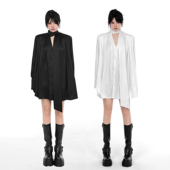 优质面料 气质小垫肩直角肩个性 围巾款 领巾丝滑黑白衬衫 大女主