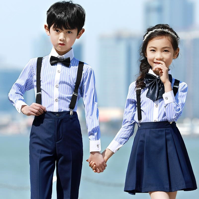 儿童演出服男童女童幼儿园背带裤套装小学生大合唱六一朗诵表演服