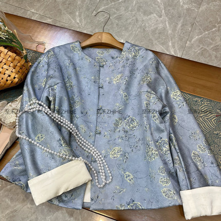 诺设计冬上新新中式真丝丝毛冠乐绉棉服短外套（含65羊毛）t1633