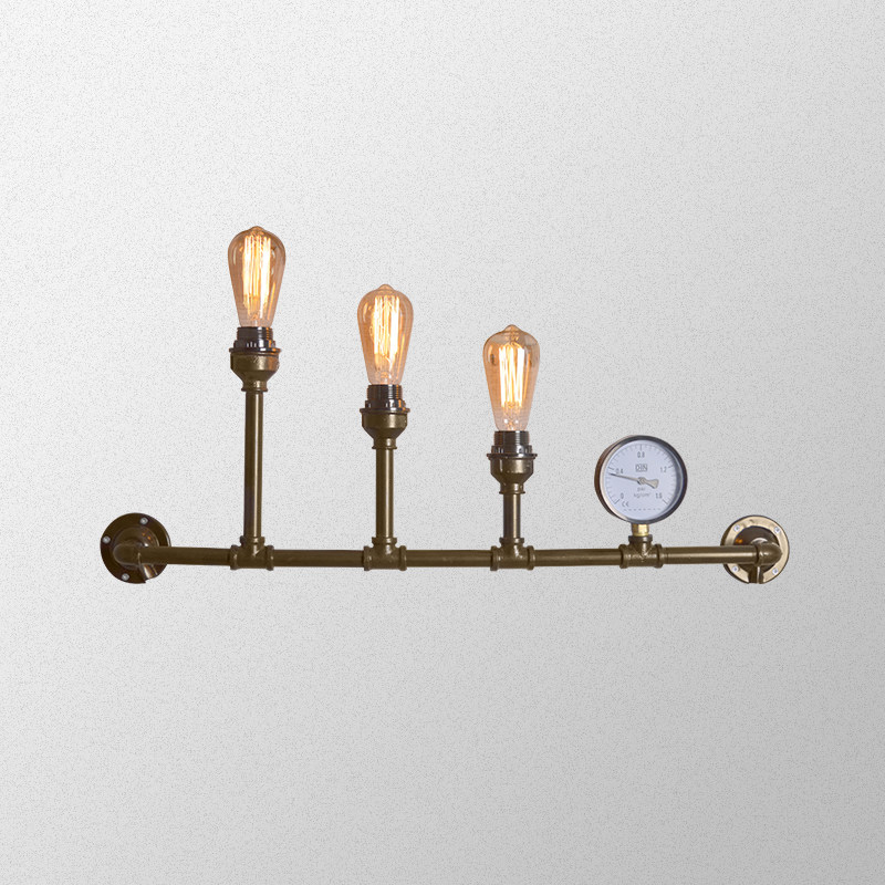 北美loft水管灯饰仿古铜色爱迪生复古酒吧咖啡厅奶茶店铁艺壁挂灯