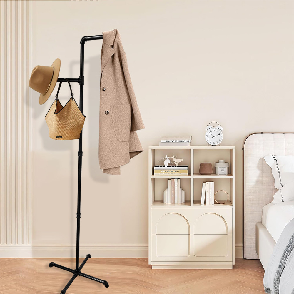 工业风格复古铁艺管道落地衣架服装店展示架家用卧室门口办公室