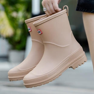 中筒雨鞋 高档时尚 女款 2023新款 外穿雨靴成人加绒软底防水防滑胶鞋